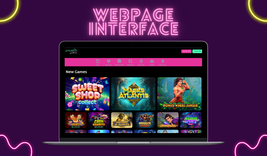 Webpage interface UptownPokies Casino
